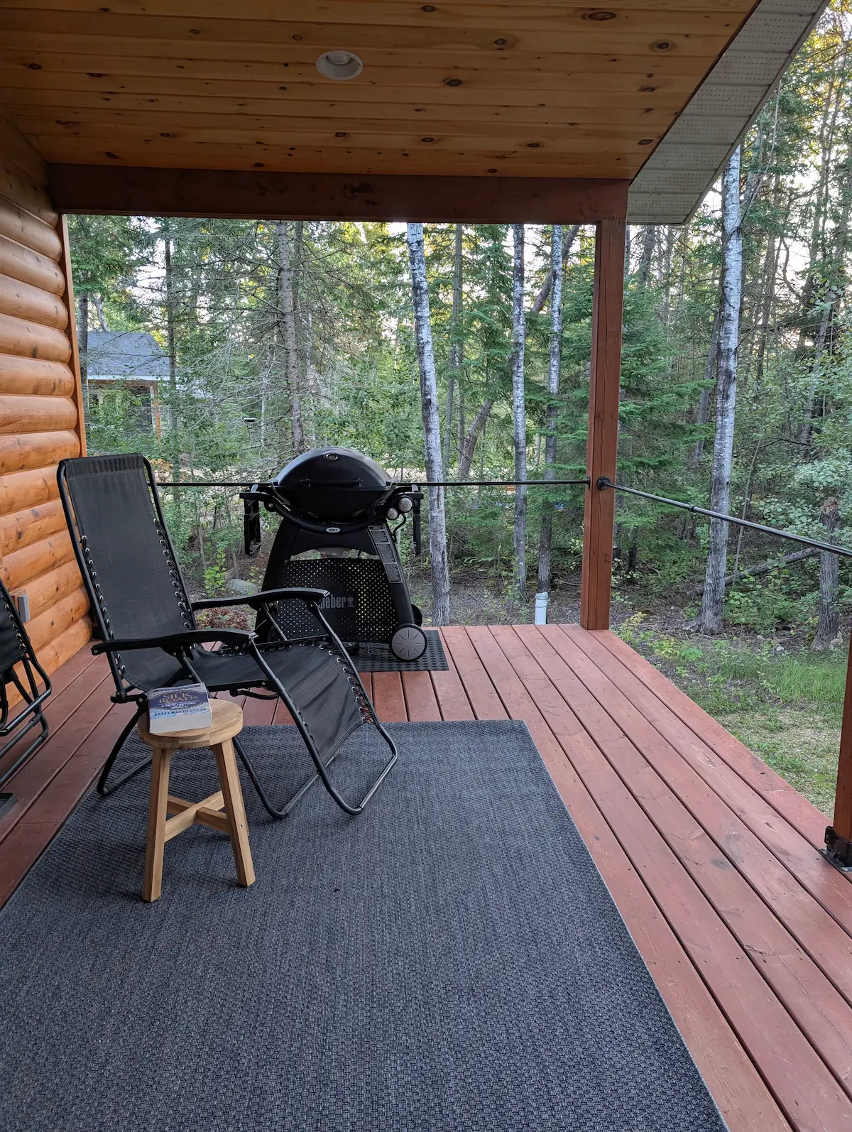 The deck, set up for an afternoon outside.